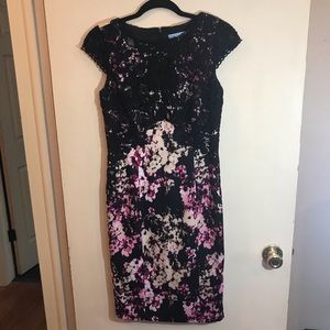 Antonio Melani Black Flowered Lace Bodice Dress